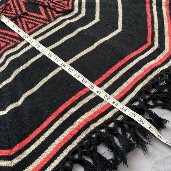 Volcom knit poncho with hood |orange and black | size XS - Picture 7 of 7